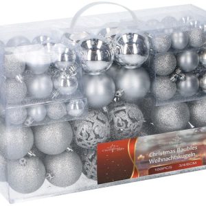 Kerstbal 100 Stuks Zilver Pvc Box
