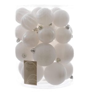 Kerstbal Plastic Winterwit – (30 Stuks)