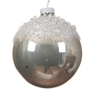 Kerstbal Glas Kraal Acryl Boven Glitter Decoratie