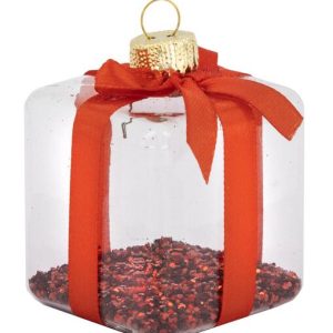 HEMA Kerstbal Glas Cadeau Rood (rood)
