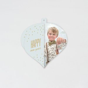 Kerstbal kerstkaart in de vorm van een hart – kerstkaarten (modelkaart)