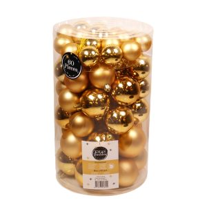 Gouden kerstballen – 60 stuks (plastic)